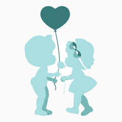 Clip art of two cute lovers & a heart balloon in blue shades which can be used for creating your wallpapers, backgrounds, backdrop images, fabric patterns, clothing prints, labels, crafts & projects