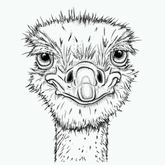 Portrait of ostrich. Can be used for printing on T-shirts, flyers, etc. Vector illustration