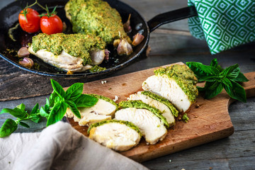 Chicken breast in herb crust