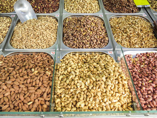Jerusalem, Israel -  seeds, legumes and spices in the Machane Yehuda Market in Jerusalem