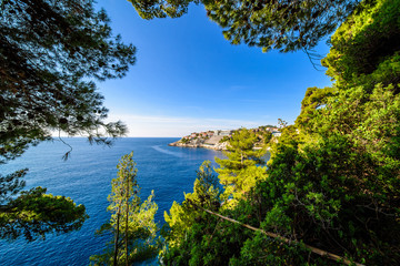 Fototapeta na wymiar Beautiful landscape of Croatia, Croatia coast, sea and mountains. Dubrovnik panorama