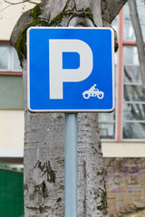 Naklejka premium Traffic sign for motorcycle parking