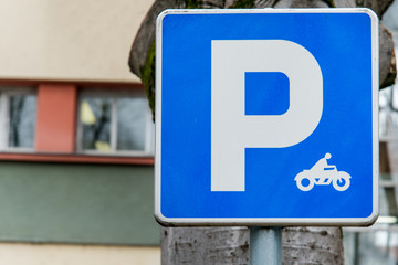 Naklejka premium Traffic sign for motorcycle parking