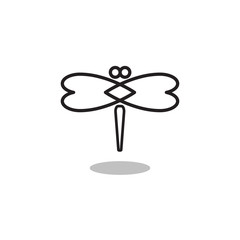 Black line simple icon of dragonfly