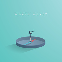 Businesswoman standing on top of compass vector concept. Business symbol of making decision, finding solutions, looking for opportunity. © jozefmicic