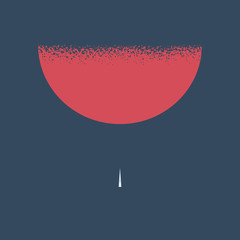 Obraz premium Misja do mars wektor koncepcja z minimalistycznym projektem rakiety i piękny projekt artystyczny czerwony planety.