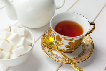 tea on the wooden table