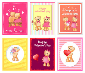 I Love You and Me Teddy Bears Vector