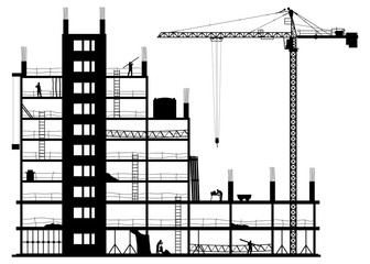 Construction site on a white background