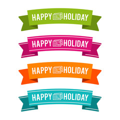 Colorful Happy Holiday ribbons. Eps10 Vector.