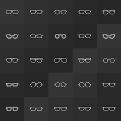 Sunglasses and glasses outline icons. Vector elements