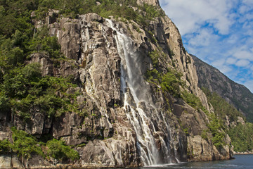 Fototapeta na wymiar Hengjanefossen waterfall in Lysefjord