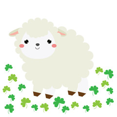 Cute cartoon sheep, lamb. Farm animal character for babies and children design, prints