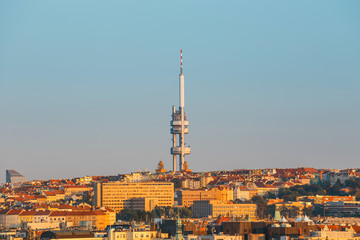 Fototapeta na wymiar Zizkov television tower in Prague, Czech Republic