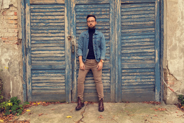 Modern attractive guy posing outdoors.Fashion concept.