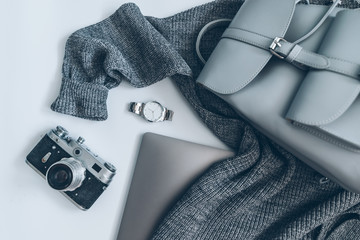 flat lay with woman staff