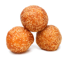 asian dessert, sesame balls on white