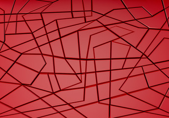 3d rendering. Modern luxury red color cut square shape in several pattern wall background.