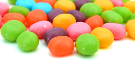 Colorful, mixed jelly beans  on white background