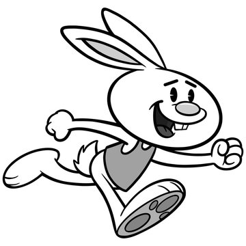 Easter Run Illustration - A vector cartoon illustration of a Easter Rabbit running.