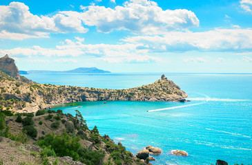 Beautiful summer sea landscape at the resort in the Crimea