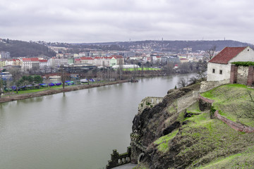 Fototapeta na wymiar The Vysehrad castle on the banks of the Vltava river
