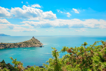 Beautiful summer sea landscape at the resort in the Crimea