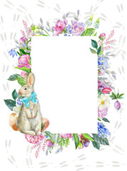 Easter border with bunny footprints
