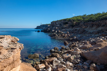 Fototapeta premium Blue coast of Portinatx on the island of ibiza