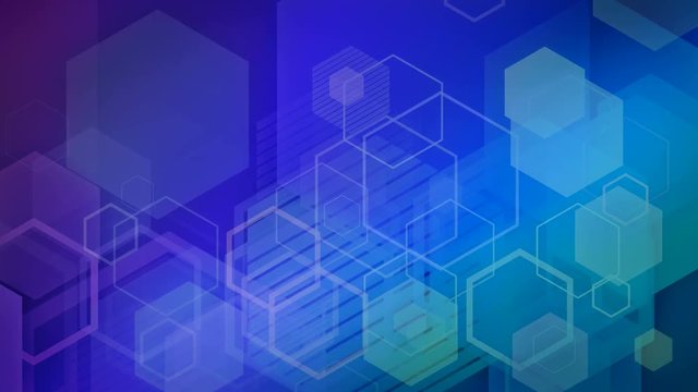 Hexagon Science and Technology Loop - Science and technology themed animation of various floating hexagon shapes in a seamless loop.