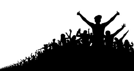 Crowd of people, vector silhouette background