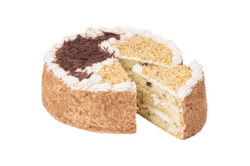 Round tasty cake with coffee cream