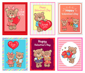 I love You Happy Valentines Day Set of Poster Bear