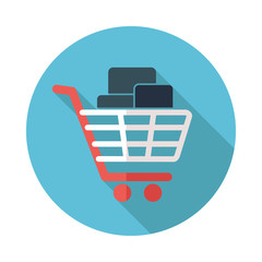 Shopping cart with boxes icon