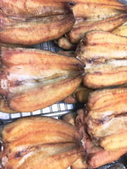 Fried Sun Dried Striped Snakehead Fish, Isolated