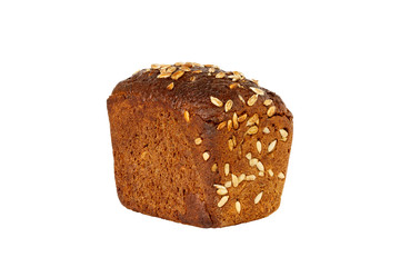 Loaf of bread with seeds isolated on a white background