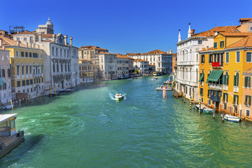 Fototapeta na wymiar Colorful Grand Canal From Ponte Academia Bridge Venice Italy