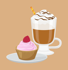 Cupcake and Cappuccino Poster Vector Illustration