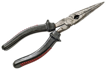 Old Needle Nose Pliers Isolated On White Background