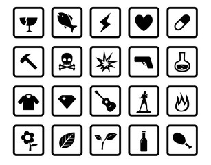 Type of product icons in simple style, vector