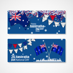 Obraz na płótnie Canvas Happy Australia Day Celebration poster or banner Background set.