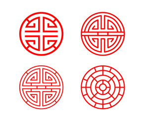 Classic Chinese circle window frame in vector