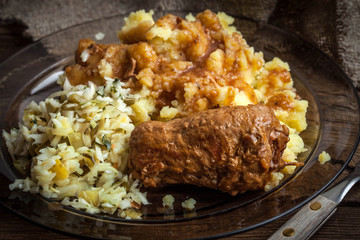 Tasty roulades beef on plate.