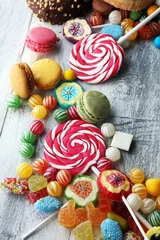 Photo sur Plexiglas Bonbons candies with jelly and sugar. colorful array of different childs sweets and treats