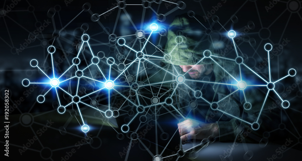 Leinwandbilder Hacker accessing to personal data information with a computer 3D rendering