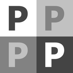 Vector parking icon, includes inscription P. Parking Sign  vector set  on white-grey-black color