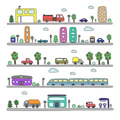 Cityscape. Urban landscape. Vector flat illustration.