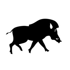 cartoon boar wild vector illustration flat style profile