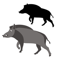 cartoon boar wild vector illustration flat style profile