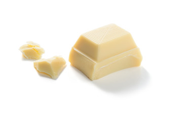 WHITE CHOCOLATE PIECE isolated on a white background